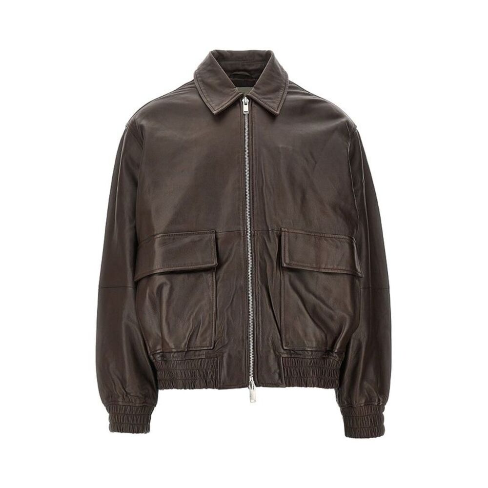 Studio Nicholson Men 'Piston' Leather Bomber Jacket